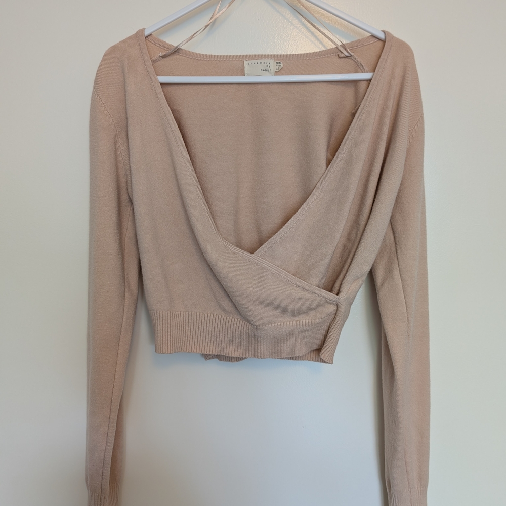 Dreamers Pink Wrap Crop Blouse